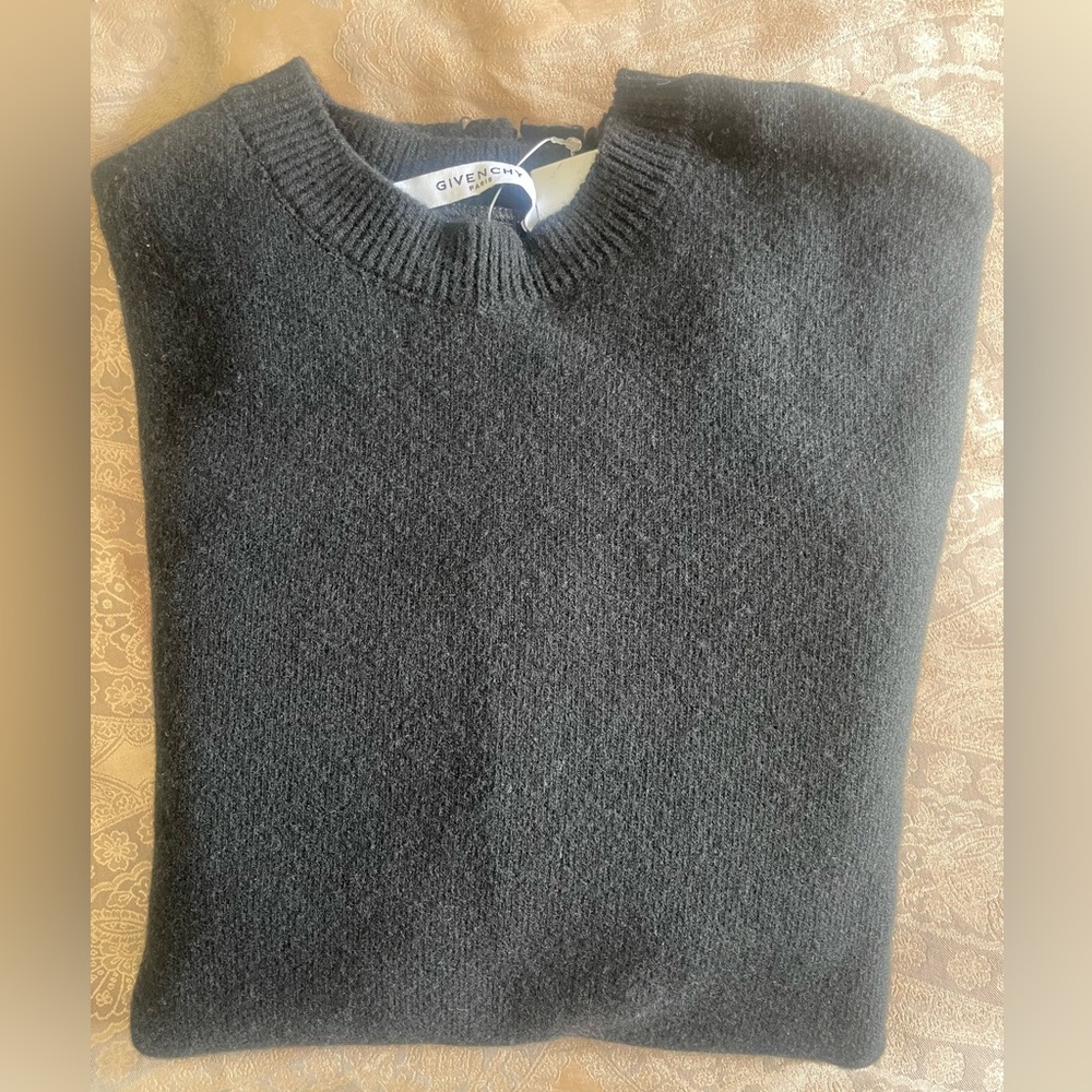 Givenchy Men Black Ripped Wool Sweater Sz M